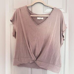 Lucky Brand Pink Tie Front Relaxed Tee